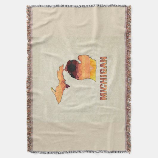 Polygon Mosaic Parchment Map MICHIGAN Deken (Voorkant Verticaal)