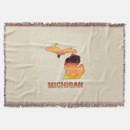 Polygon Mosaic Parchment Map MICHIGAN Deken