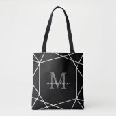 Polygon Silver Grey Zwart-wit Monogram Tote Bag (Voorkant)