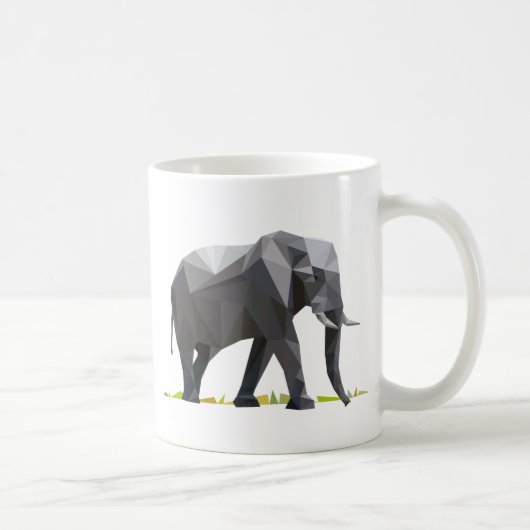 polygon triangle graphic art elephant koffiemok (Rechts)
