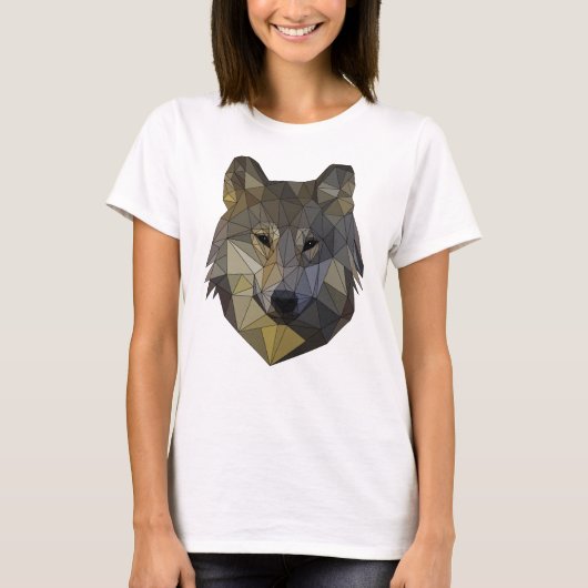 Polygon Wolf dreieckige Mosaik Formen Polyart T-shirt (Voorkant)