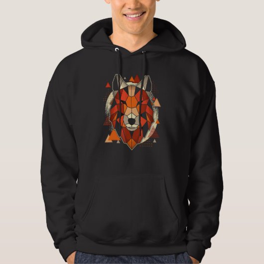 Polygon Wolf Moon Or Polygon Dog Wolf Dad Dog Poly Hoodie (Voorkant)