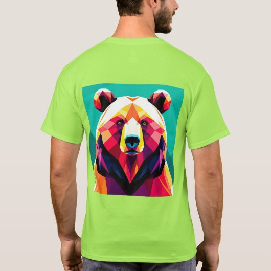 Polygonaal Beer met Abstracte stijl T-shirt (Achterkant)