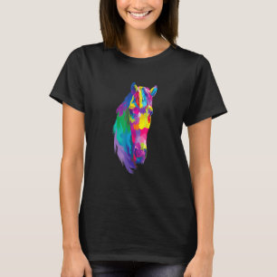 Polygonaal geometrisch paard Ho van kleurrijk paar T-shirt
