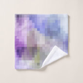 Polygonaal geometrisch violet paars blauw pixel sq bad handdoek (Wasdoekje)