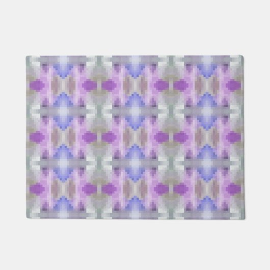 Polygonaal geometrisch violet paars blauw pixel sq deurmat (Voorkant)