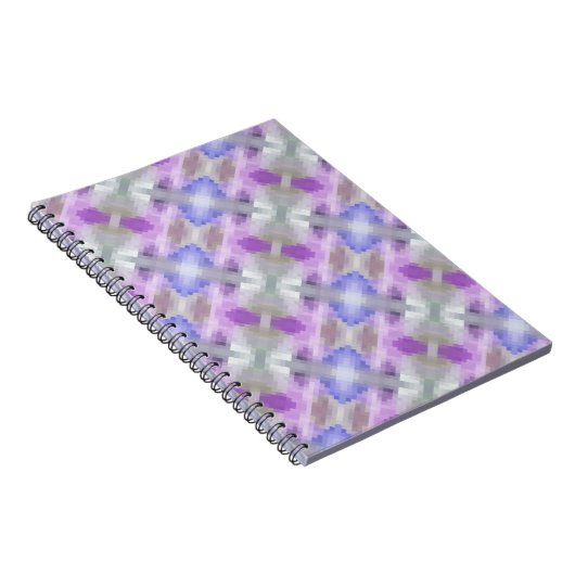 Polygonaal geometrisch violet paars blauw pixel sq notitieboek (Rechterzijde)