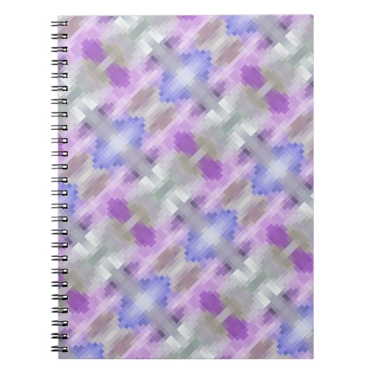 Polygonaal geometrisch violet paars blauw pixel sq notitieboek (Voorkant)