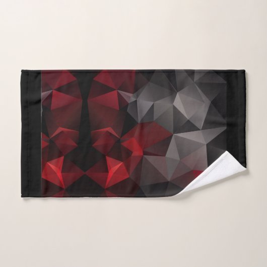 Polygonaal, zwart en rood bad handdoek (Handdoek)
