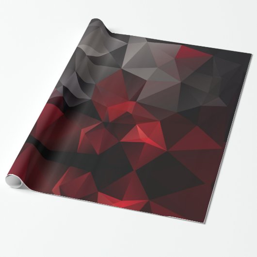 Polygonaal, zwart en rood cadeaupapier (Uitgerold)