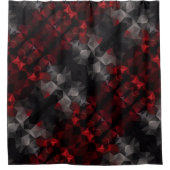Polygonaal, zwart en rood douchegordijn (Voorkant)