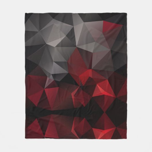 Polygonaal, zwart en rood fleece deken (Voorkant)