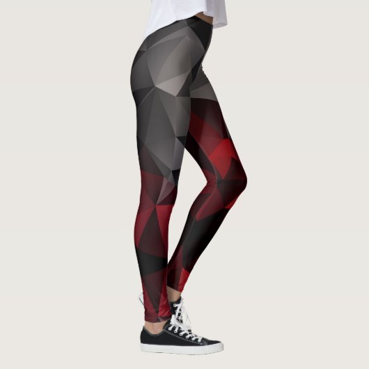 Polygonaal, zwart en rood leggings (Rechts)