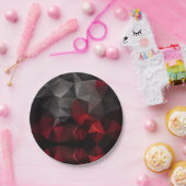 Polygonaal, zwart en rood papieren bordje (Feest)