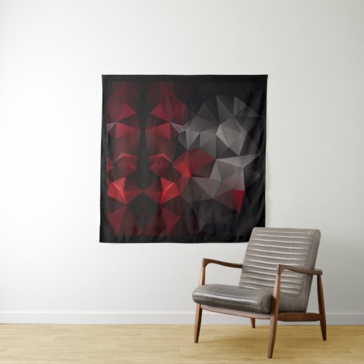 Polygonaal, zwart en rood wandkleed (In Situ (horizontaal))