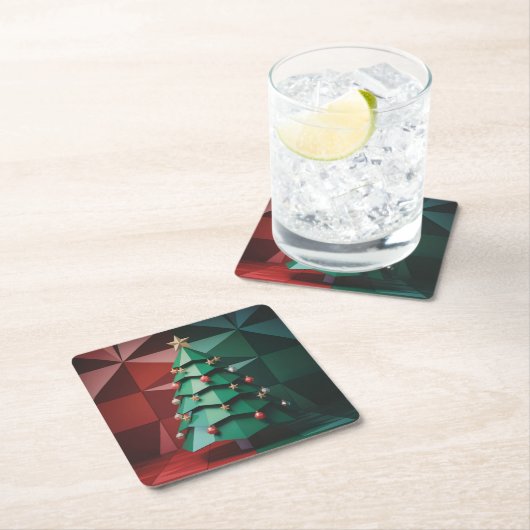  Polygonal Christmas Tree In Room Coaster Set Kartonnen Onderzetters (Insitu)