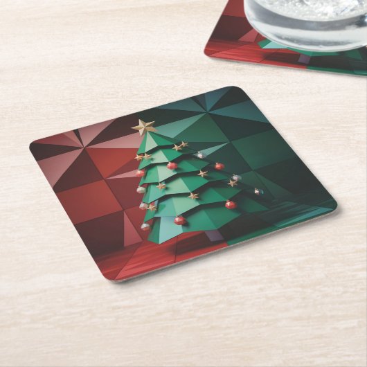  Polygonal Christmas Tree In Room Coaster Set Kartonnen Onderzetters (Schuin)