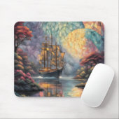 Polygonal Sailing Ship and Full Moon Muismat (Met muis)