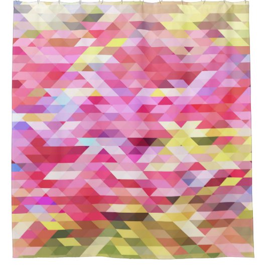 Polygonale digitale, roze abstracte vintage. douchegordijn (Voorkant)