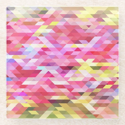Polygonale digitale, roze abstracte vintage. glazen onderzetter (Voorkant)
