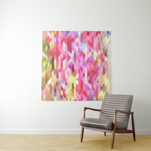 Polygonale digitale, roze abstracte vintage. wandkleed (In Situ (horizontaal))