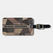 Polygonale driehoeken geometrische afdruk bruin be bagagelabel (Voorkant horizontaal)