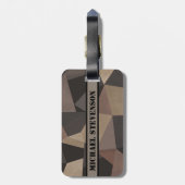 Polygonale driehoeken geometrische afdruk bruin be bagagelabel (Achterkant verticaal)