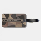 Polygonale driehoeken geometrische afdruk bruin be bagagelabel (Achterkant horizontaal)