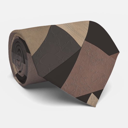 Polygonale driehoeken geometrische afdruk bruin be stropdas (Opgerold)