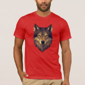 Polygonale Wolf Head Geometrische kunst in Earth T T-shirt (Voorkant)