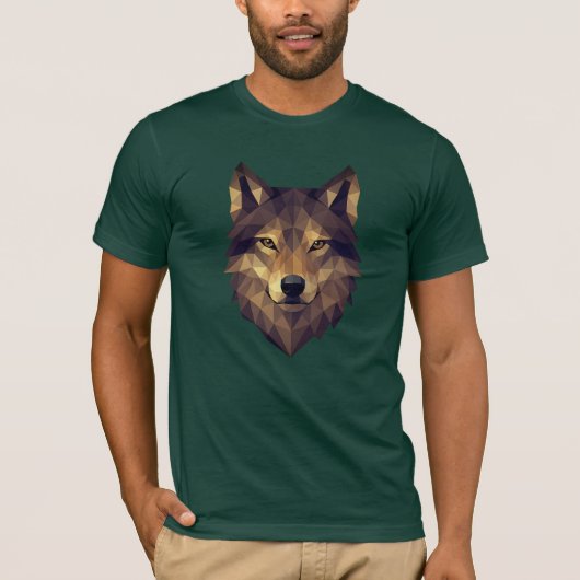 Polygonale Wolf Head Geometrische kunst in Earth T T-shirt (Voorkant)
