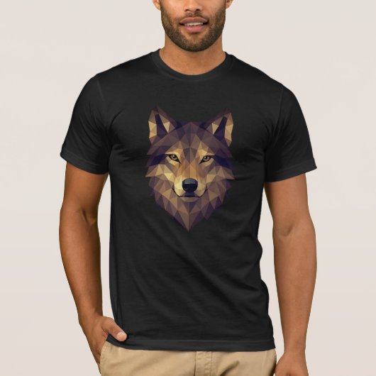 Polygonale Wolf Head Geometrische kunst in Earth T T-shirt (Voorkant)