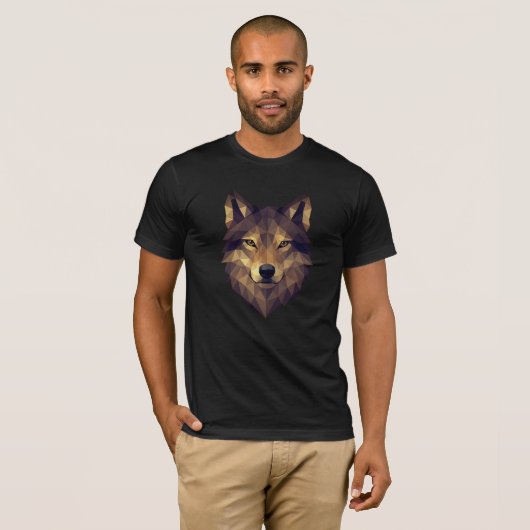 Polygonale Wolf Head Geometrische kunst in Earth T T-shirt (Voorkant volledig)