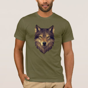 Polygonale Wolf Head Geometrische kunst in Earth T T-shirt