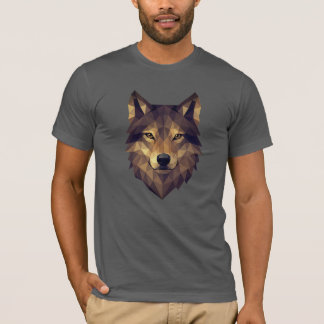 Polygonale Wolf Head Geometrische kunst in Earth T T-shirt
