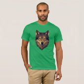 Polygonale Wolf Head Geometrische kunst in Earth T T-shirt (Voorkant volledig)