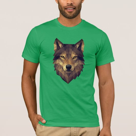 Polygonale Wolf Head Geometrische kunst in Earth T T-shirt (Voorkant)