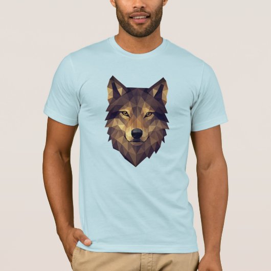 Polygonale Wolf Head Geometrische kunst in Earth T T-shirt (Voorkant)