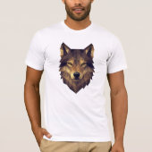 Polygonale Wolf Head Geometrische kunst in Earth T T-shirt (Voorkant)