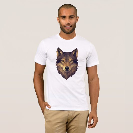 Polygonale Wolf Head Geometrische kunst in Earth T T-shirt (Voorkant volledig)