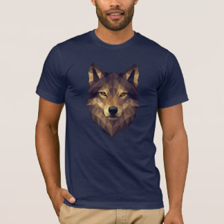 Polygonale Wolf Head Geometrische kunst in Earth T T-shirt