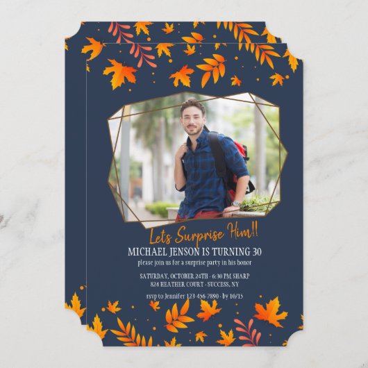 Polygoon Fall Foto Uitnodiging (Voorkant / Achterkant)