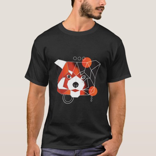Polygoon Rode Panda Minimaal T-shirt (Voorkant)