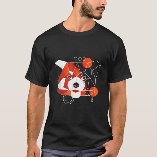 Polygoon Rode Panda Minimaal T-shirt (Voorkant)