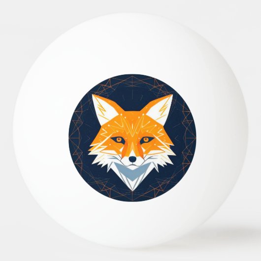 Polygoon Vos Illustratie met Hemel Ornament Pingpongbal (Voorkant)