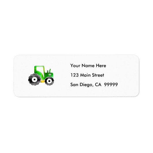 Polygoonmozaïekgroene en gele tractor etiket (Voorkant)