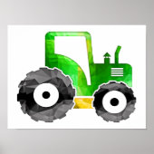 Polygoonmozaïekgroene en gele tractor poster (Voorkant)