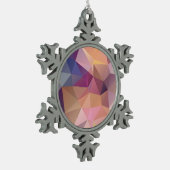 Polygoonroze paarse gele achtergrond tin sneeuwvlok ornament (Links)