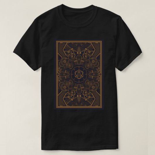 Polyhedral 20 Sided Dice Steampunk T-shirt (Design voorkant)
