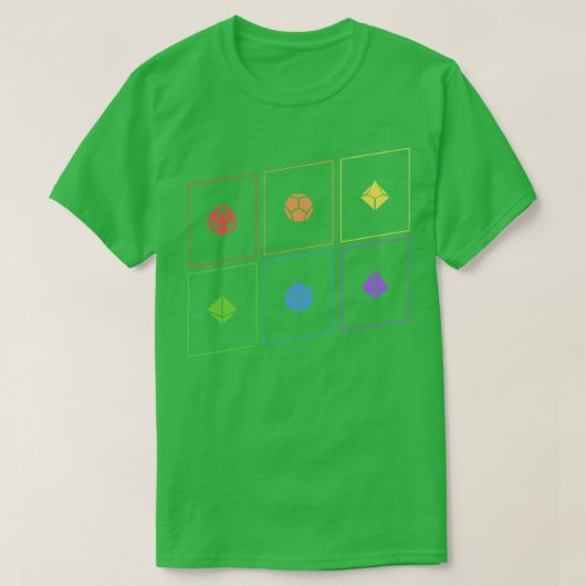 Polyhedral D20 Dice Set Tafelblad RPG T-shirt (Design voorkant)